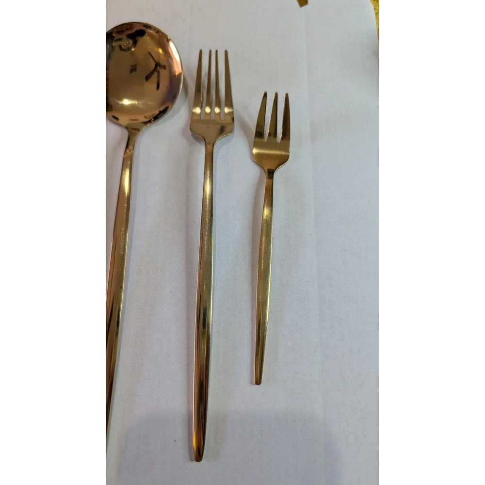 Unbranded‎ Gold Stainless Steel Large Set 72 Flatware Spoons, Forks (3 sizes)
